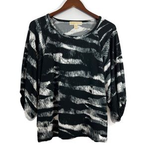 MICHAEL KORS Animal Print Top There Quarter Sleeve Size M